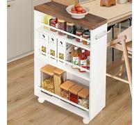 Shally Dogan Carro de Cocina Slim Design Industrial, Carrito Multiusos de Ahorro de Espacio Negro con 4 estantes y Ruedas móviles de 360°, estantería para Todo el Mundo, 50 x 16 x 80 cm (Blanco)