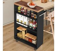 Shally Dogan Carro de Cocina Slim Design Industrial, Carrito Multiusos de Ahorro de Espacio Negro con 4 estantes y Ruedas móviles de 360°, estantería para Todo el Mundo, 50 x 16 x 80 cm (Negro)