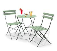 Shally Dogan Conjunto de Muebles de Jardín Plegable 3 Piezas, Set de Bistro con Marco de Acero Resistente y Respaldo, Juego de 1 Mesa Redonda y 2 Sillas Terraza, para Balcón, Jardín, Patio, Exterior