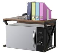 Shally Dogan Estantería de Cocina con 1 Estante, Soporte Antideslizante para microondas de Acero y Madera, estantería de Cocina con 1 Estante, Unidad de estantes Antideslizantes y Estante Multiusos