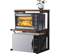 Shally Dogan Estantería de Cocina con Estante para Especias, con 2 Compartimentos Antideslizantes y estantes Antideslizantes, diseño Moderno (Nogal + Negro)