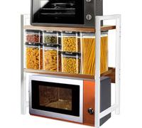 Shally Dogan Estantería de cocina con estante para especias, unidad de estantes de 2 compartimentos con patas antideslizantes, diseño moderno (beige + blanco)