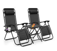 Shally Dogan Juego de 2 tumbonas de Gravedad Cero para jardín, con Mesa y Estructura de Metal Plegable, Ahorra Espacio y Resistente, sillón de Exterior, Patio, balcón, reclinable con Soporte para