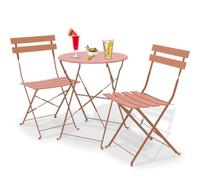Shally Dogan Juego de 3 piezas de jardín plegable modelo París, mesa con 2 sillas de acero, muebles que ahorran espacio para bistró, balcón, patio, terraza, exterior, bar doble (pesca)