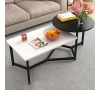 Shally Dogan Mesa de café con 2 estantes, Mesa de diseño de Lujo, Mesa Redonda y Rectangular para salón, Oficina (Negra)