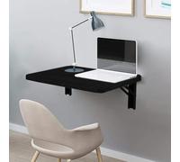 Shally Dogan Mesa de Pared Plegable de 60 x 40 cm, de Madera, estantería de Pared Plegable, Ahorra Espacio, versátil, Escritorio para Ordenador, Mesa de Comedor, salón, salón, baño, Cocina (Negro)