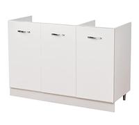 Shally Dogan Mueble bajo encimera para cocina con 3 puertas modulares, mueble base de 120 cm, para fregadero (120 x 50 x 85 cm, blanco)