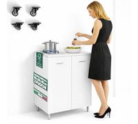 Shally Dogan Mueble base de cocina 2 puertas 80 x 60 x 85 cm con placa de cocción a gas 2 fuegos, placas de hierro fundido resistentes, montaje con patas fijas o ruedas, kit completo monobloque