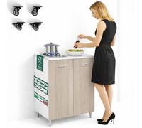 Shally Dogan Mueble base de cocina 2 puertas 80 x 60 x 85 cm con placa de cocción a gas 2 fuegos, placas de hierro fundido resistentes, montaje con patas fijas o ruedas, kit completo monobloque (Olmo)