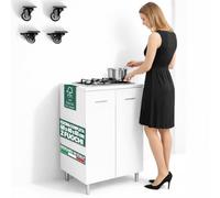 Shally Dogan Mueble base de cocina con 2 puertas, 60 x 40 x 85 cm, con placa de cocción de 2 fuegos, placas de hierro fundido resistentes, montaje con patas fijas o ruedas, kit completo listo para