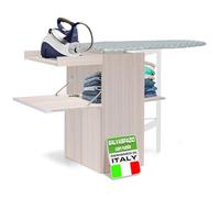 Shally Dogan Mueble de Tabla de Planchar Plegable Que Ahorra Espacio, Plegable, Estructura de Madera para Planchado rápido, 4 Ruedas para Desplazamiento, Ideal para lavandería, baño (Olmo)
