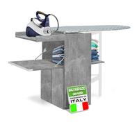 Shally Dogan Mueble de Tabla de Planchar retráctil, Ahorra Espacio, Plegable, Estructura de Madera para Planchado rápido, 4 Ruedas para Desplazamiento, Ideal para lavandería, baño (Cemento)