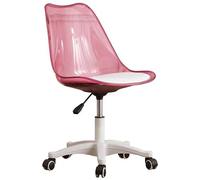 Shally Dogan Rosa Silla de Escritorio con Ruedas y Respaldo Transparente sillón de Oficina, Acero aleado, Standard