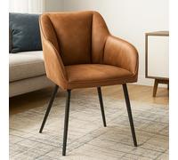 Shally Dogan Silla de comedor ergonómica con relleno de alta densidad y revestimiento de microfibra efecto ante, sillón con patas de metal para escritorio, oficina, dormitorio, diseño retro