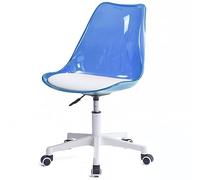 Shally Dogan Silla de escritorio con 5 ruedas giratorias, respaldo transparente de polipropileno, sillón ergonómico con asiento acolchado de alta densidad, ideal para dormitorio, oficina, casa (azul)