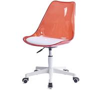 Shally Dogan Silla de escritorio con 5 ruedas giratorias, respaldo transparente de polipropileno, sillón ergonómico con asiento acolchado de alta densidad, ideal para dormitorio, oficina, hogar (rojo)