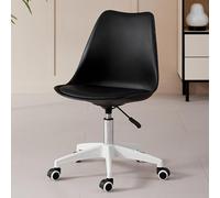 Shally Dogan Silla de Escritorio de Polipropileno con 5 Ruedas giratorias 360°, sillón ergonómico con Asiento Acolchado de Espuma de altísima Densidad, Ideal para Dormitorio, Oficina, casa (Negro)