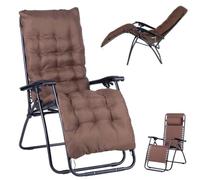 Shally Dogan Silla de gravedad cero de jardín, tumbona para exteriores, plegable, ahorra espacio, estructura tubular de metal, reclinable, asiento de textileno para playa, color marrón