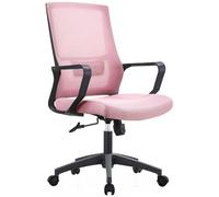 Shally Dogan Silla de Oficina ergonómica giratoria con Soporte Lumbar, sillón de Escritorio, Estudio, Dormitorio, reclinable con Altura Ajustable, Base Negra Robusta, Respaldo antisudor (Rosa)