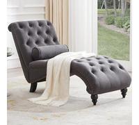 Shally Dogan Sillón Chaise Lounge de Tejido ergonómico, Tumbona Relax Deluxe Premium para salón, salón, casa, Oficina, Relleno ergonómico de Alta Densidad y cojín Lumbar (Gris)