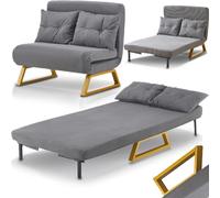 Shally Dogan Sofá Cama de 2 plazas, reclinable, 3 en 1, sillón Convertible con Cojines, Chaise Longue con Asiento Acolchado Suave, Funda de Terciopelo Premium, sillón Relax Que Ahorra Espacio (Gris)