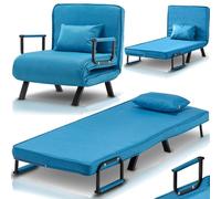 Shally Dogan Sofá Cama Individual reclinable 3 en 1, sillón Convertible Chaise Lounge con Asiento Acolchado Suave, Funda desenfundable de Tejido Transpirable, sillón Relax para Ahorrar Espacio (Azul)