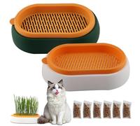 shallyong 2 Piezas Gatos Semillero para Hierba Gatera, Hierba Gatera Germinador de Semillas, Catnip Semilleros de Germinacion, Hidroponia Hierba para Gatos, con 6 Paquetes Semillas Hierba Gatera