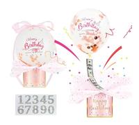 shallyong Caja Sorpresa de Cumpleaños Regalo de Dinero, Empaque para Regalar en Efectivo con Globos, Envoltura de Regalo Extraíble para tu Familia, Hijos, Amigos