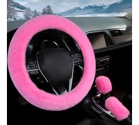 Shallyong Funda Volante Universal de Peluche, Protector Coche Con Cubierta de Freno de Mano y Cambio de Marchas, 37-39cm, Accesorios Interior