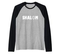 Shalom con Estrella de David Símbolo Orgullo Judío Camiseta Manga Raglan