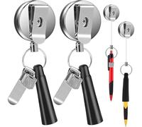 SHALONYOU 2PCS Pencil Extender Auto Retractable Pen Holder with 27'' Steel Cable Screw Install Carpenter Pencil Holder for Carpenters, Construction Workers and Stone Mason, Extender, Carpenter H