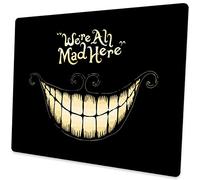 SHALYSONG Alfombrilla de Mouse con Texto en inglés We're All Mad Here, Alfombrilla de Mouse pequeña para Mouse inalámbrico, Alfombrilla de Mouse de Goma Antideslizante
