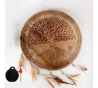 Shaman Drum, Buffalo Hide diseño nativo americano, 1 tambor de marco hecho a mano para ceremonias y música espiritual