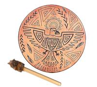 Shaman Drum - Tambor chamánico hecho a mano de 10 pulgadas con baqueta, herramienta de curación de sonido para música espiritual, meditación de reflexión (pájaro)