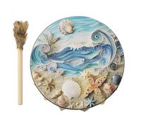 Shaman Drum - Tambor de mano de chamán con forma de onda marina, instrumento de meditación para adultos para amantes de la música, rituales de meditación, escuela en casa, baqueta incluida