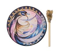 Shaman Drum - Tambor sanador de sonido | Tambor chamánico | Tambor de meditación colorido con baqueta | Tambor de impresión de pájaro | Tambor de conexión espiritual | Tambor Enérgy Héaling para