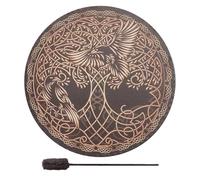 Shaman Drum Tree - Tambor espiritual siberiano hecho a mano, tambor de piel de ciervo hecho a mano | Céltico sanador con palo, herramienta de sanación acústica para el equilibrio de chakras en música