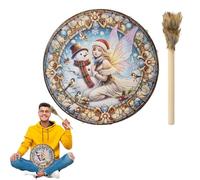 Shaman Drums Adults, Christmas Wood Shaman Drums, Handmade Shamanic Drum, Shaman Alchemy Moon Drum, Siberian Drum Spirit Music, Easy To Use, Portable for Meditation