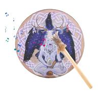 Shaman Drums - Tambor De Mano Hecho A Mano De 9 Pulgadas, Instrumento De Diseño De Cabeza De Lobo | Auténtica Artesanía Siberiana Para Música Espiritual, Reflexión Simbólica, Práctica De Meditación Pr