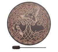 Shaman Frame Drum - Polyester Plywood 25 x 5 cm | Bird | Design With Deep Tone | Meditation Sound Healing Instrument For Yoga Spiritual Rituals