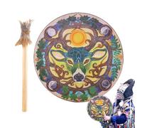 Shaman Tambor - Instrumento Espiritual, Percusión Tradicional, Artesanía De Pandereta Con Piel Natural Y Su Auténtico | Accesorios Rituales Para Meditación, Ceremonia, Relajación, Energía Positiva