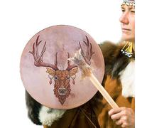 Shamanic Drums - Cabeza de ciervo de 9 pulgadas, sanador de sonido de tambor hecho a mano | Tambor chamán hecho a mano con baqueta, tambor de chamán instrumental para reflexión de música espiritual,