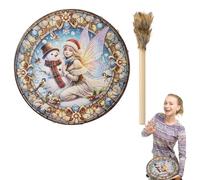 Shamanic - Tambor de mano de 25,4 cm, sanador de sonido navideño con baqueta, decoración del hogar, herramienta de curación de sonido para meditación espiritual de reflexión musical