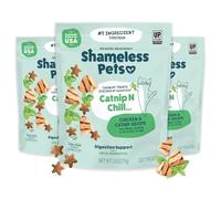 Shameless Pets Cat Treats - Crunchy Treats for Cats with Catnip, Coat & Digestive Support, Sustainable Upcycled Natural Ingredients & Real Meat, Low Calorie Healthy Feline Food - 3 Unidades
