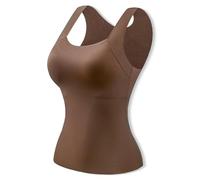 Shamfreshen U Neck Shapewear Built-in Bra Tank, Shamfreshen Tummy Control Compression Tank Tops for Women (Coffee,x_l)
