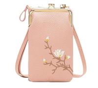 Shamfreshen Women Sling Cross-Body Wallet, Compact Phone Purse, Small Crossbody Bag for Commute, Travel, Social Outings (Pink)