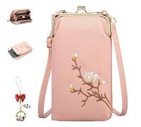 Shamfreshen Women Sling Cross-Body Wallet, Desirablte Crossbody Wallet, Multiple Compartments Crossbody Phone Bag for Travel (Pink)