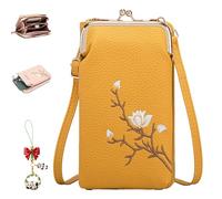 Shamfreshen Women Sling Cross-Body Wallet, Desirablte Crossbody Wallet, Multiple Compartments Crossbody Phone Bag for Travel (Yellow)