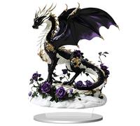 Shamoparty Adorno acrílico para Oficina, apartamento o hogar con Forma de dragón Negro Dorado y Rosa, figurita acrílica en 2D, Pieza Decorativa Plana, decoración Medieval con Dragones