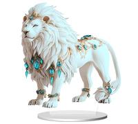 Shamoparty Adorno Animal para Oficina o apartamento de acrílico con león Blanco, figurita de acrílico en 2D, Pieza Decorativa Plana, decoración con dragón Medieval